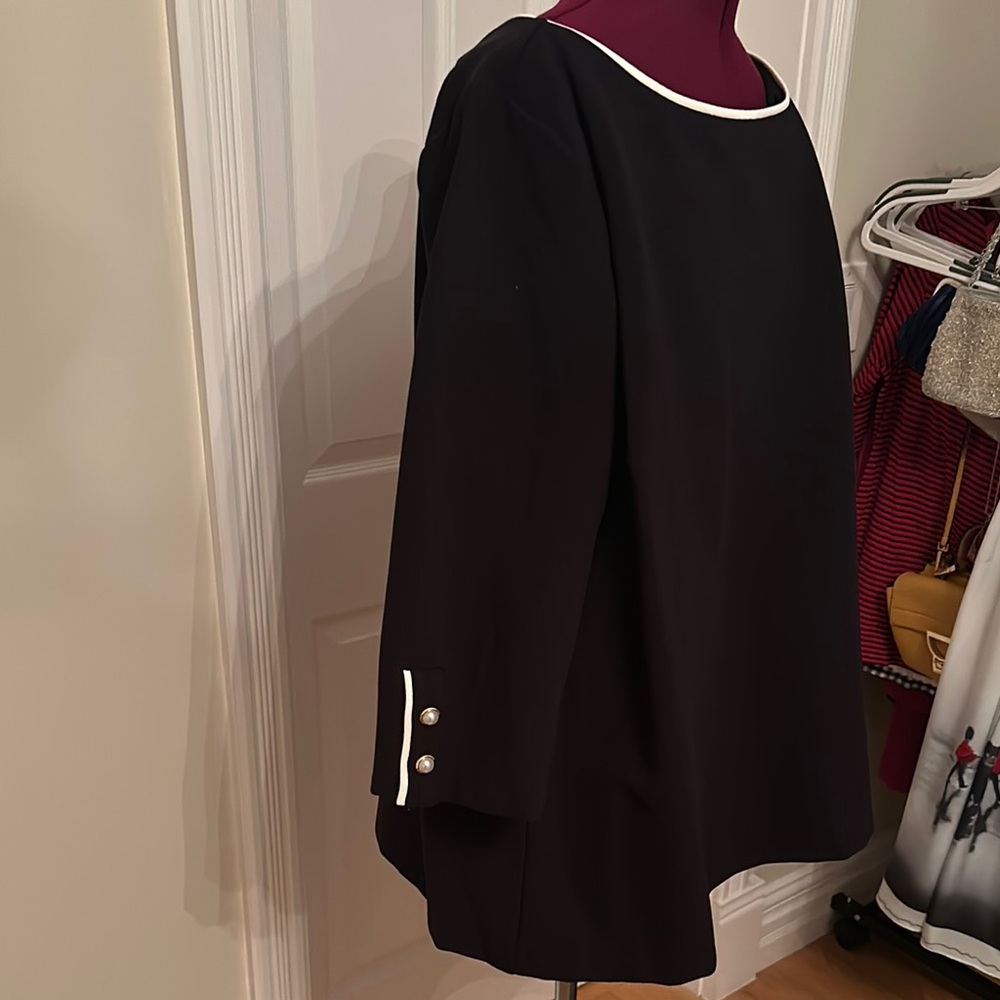 Talbots Black Bateau Neck 3/4 Sleeve Blouse - Picture 2 of 6